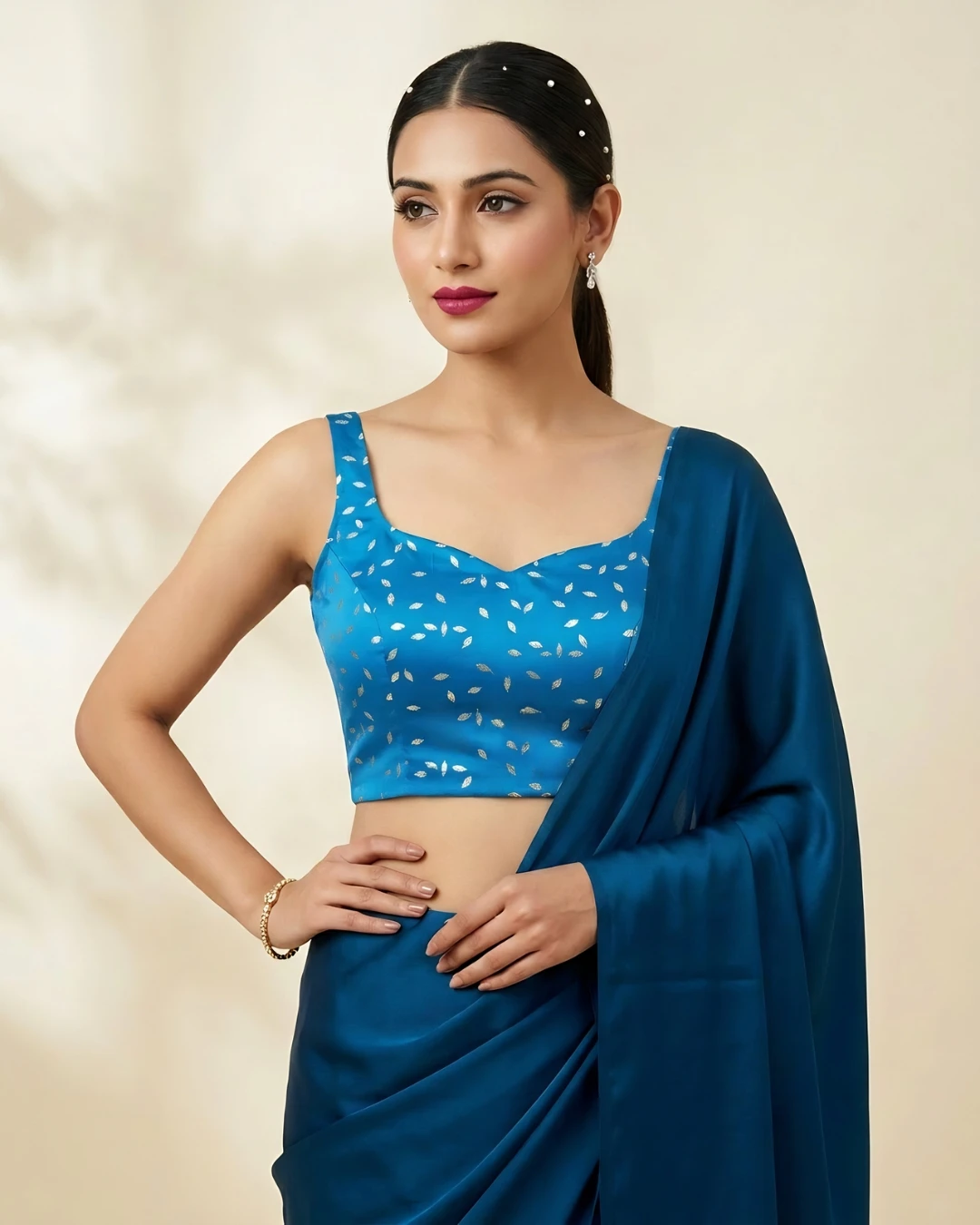 Blue Chanderi Silk Blouse