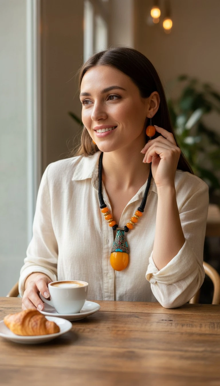 Gold Yellow Wonderful Classy Stone Beads Necklace Set with Nice Pendant