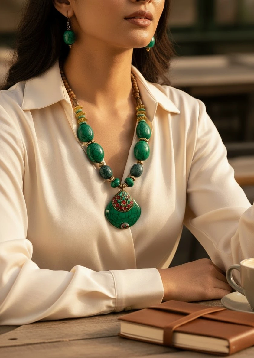 Multicolor Wonderful Classy Stone Beads Necklace Set with Nice Pendant