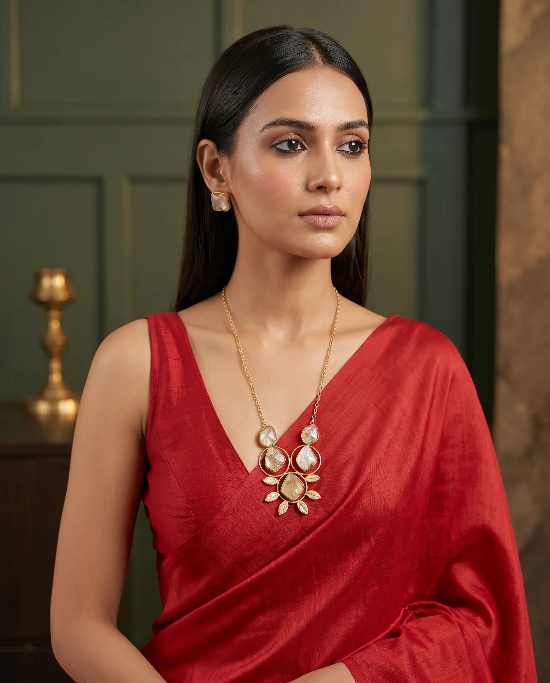 Gold Plated Stone Chain Set