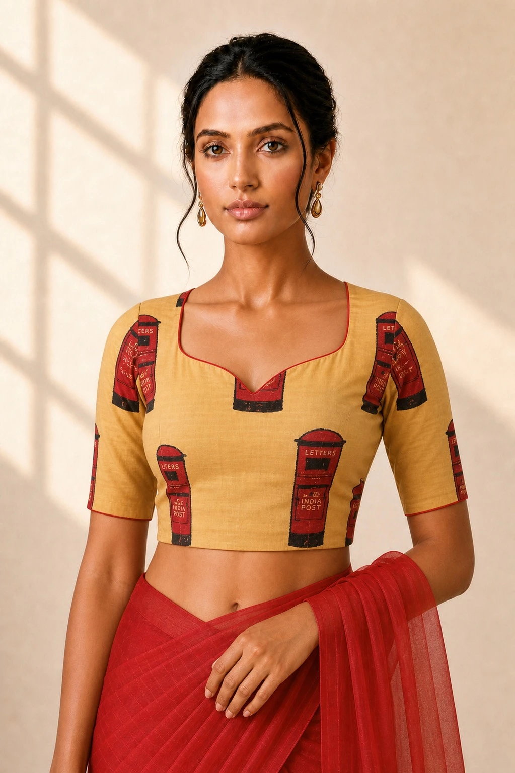 Sweetheart Neck Cotton Blouse