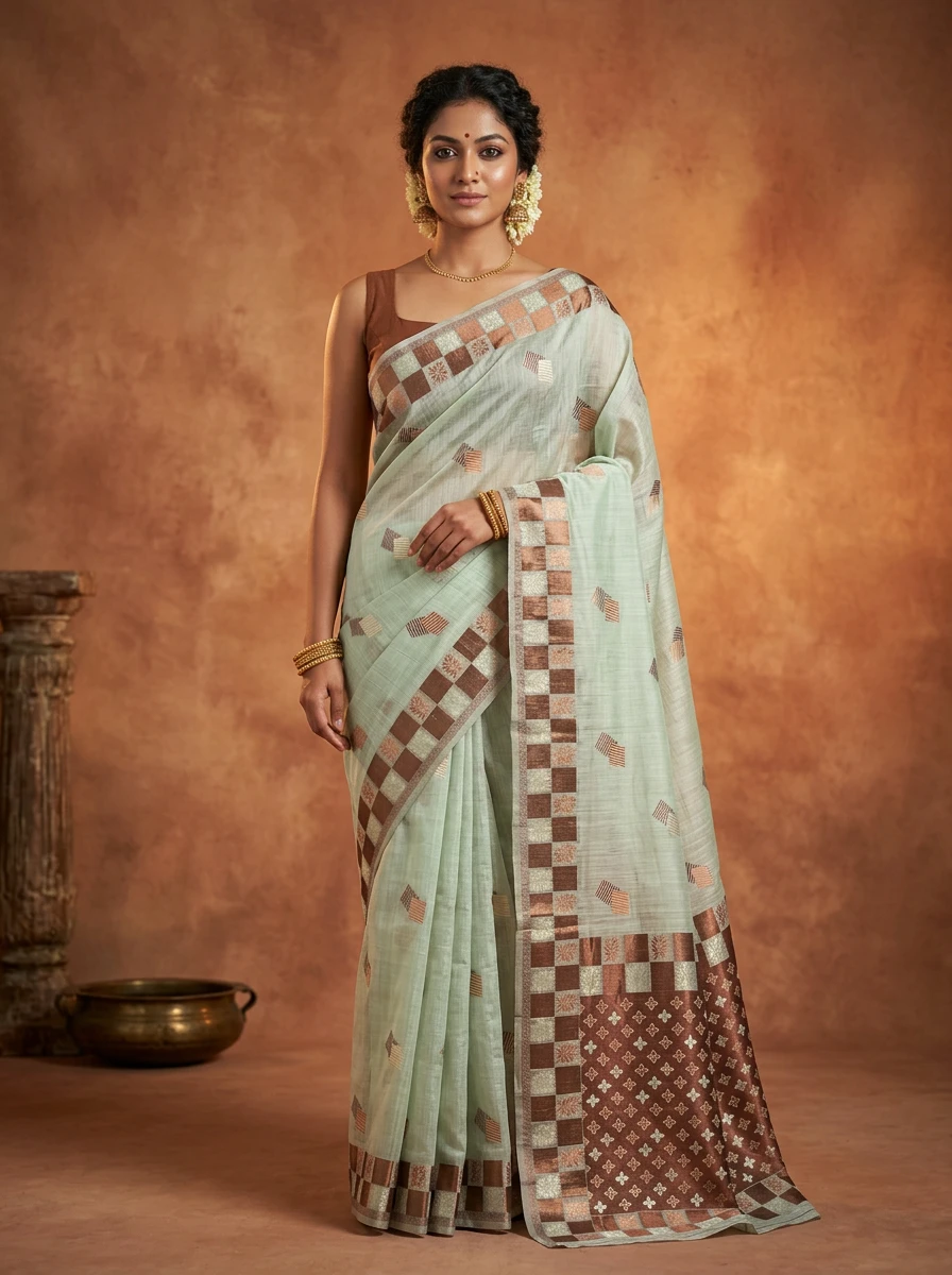 Elegant Off-White & Maroon Silk Zari Weaving Saree