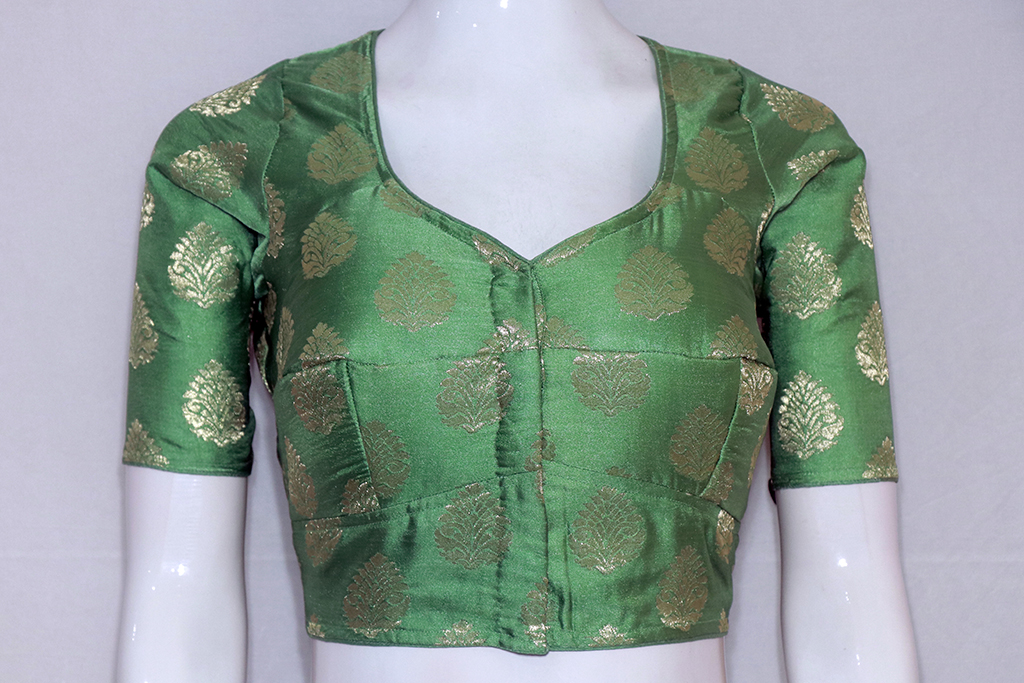 Emerald Green Color Satin Benarasi Blouse | Ritz Fashion Trendz