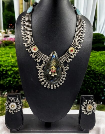 Buy German silver Peacock Pattern necklace Online! – Khushi Handicrafts